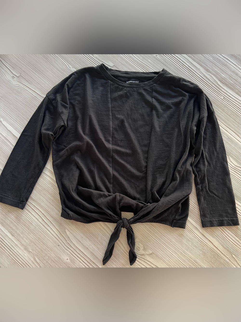 Banana Republic Black Tie-Front Long Sleeve Tee